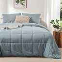 KASENTEX King Size Comforter set,Fluffy Corduroy Comforter set,3 pieces Down Alternative Warm Duvet Insert with Soft Brushed Microfiber Reverse, cozy bedding sets Box Stitched for All-Season,Grey Blue