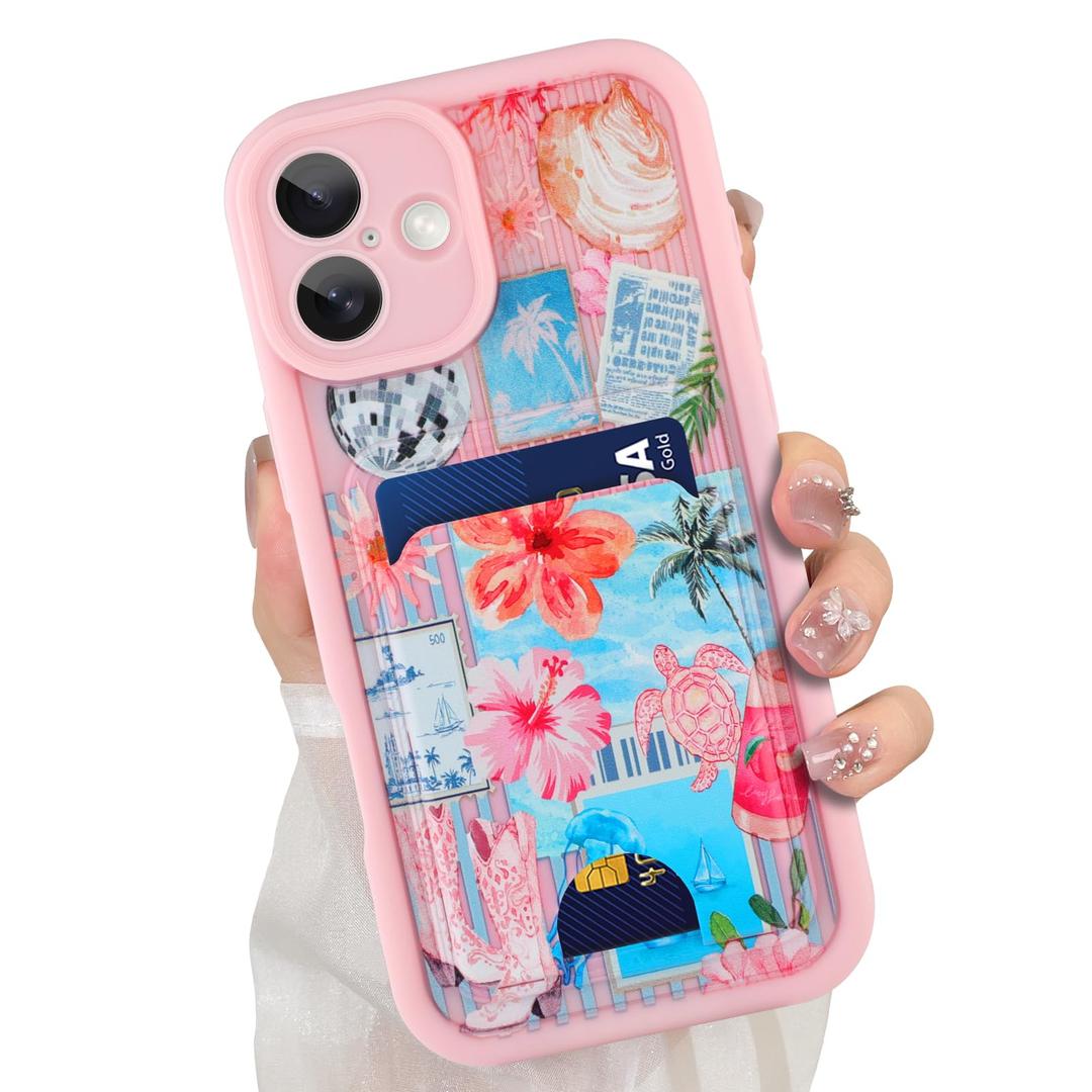 ZIYE Designed for iPhone 16 Wallet Case with Card Holder, Pink