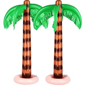 TecUnite 2 Pack Inflatable Palm Trees 35 Inch Jumbo Coconut Trees Beach Backdrop Favor for Summer Beach Hawaiian Tropical Birthday Backyard Pool Luau Party Decoration Photo Booth Prop Accessory