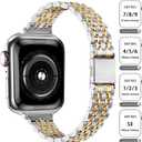 QUNDAXI Slim Watch Band Compatible with Apple Watch 41mm 45mm 42mm 44mm 40mm 38mm Metal Stainless Steel Watchband Suitable for iWatch 11/10/9/8/7/6/5/4/3/2/1/SE Series Women Luxury Strap