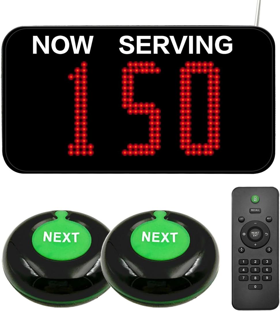 Take a Number System Now Serving Number Sign Simple Queue Management System with 3 Digits Display and NEXT Call Button for Customers Waiting