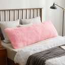 XeGe Cozy Faux Fur Fluffy Long Body Pillow Cover, 20"x54", Light Pink