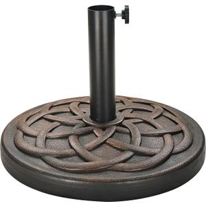 Elevon Heavy-Duty Umbrella Base with Adjustable Pole Holder, 35 Lbs, Bronze - Outdoor Stand and Support for Umbrellas - Ideal for Backyard, Lawn, Poolside, Patio, and Garden