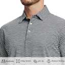 M MAELREG Golf Polo Shirts for Men Stripe Performance Moisture Wicking Dry Fit Collared Mens Polo Shirts Short Sleeve (XL)