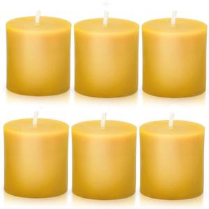 Natural Beeswax Pillar Candle -2x2 inch Smokeless, Dripless Candles Set of 6 -Small Yellow Pure Beeswax Candles with Natural Scent for Family Church Prayer Home Decor, Each 13 Hours Burning