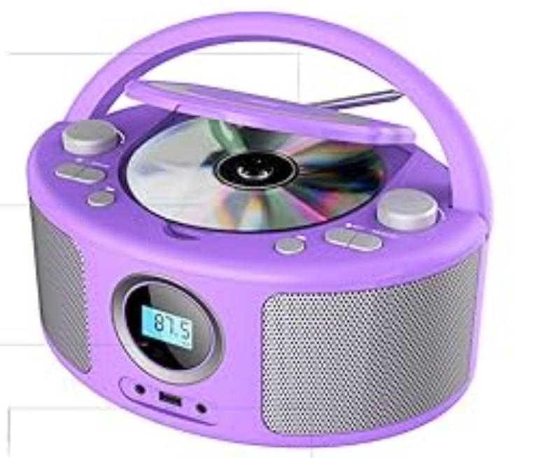 CD Radio Portable CD Player Boombox with Bluetooth,FM Radio,Remote Control,USB Input and 3.5mm AUX Headphone Jack,CD-R/CD-RW/MP3/WMA Playback,AC/Battery Powered
