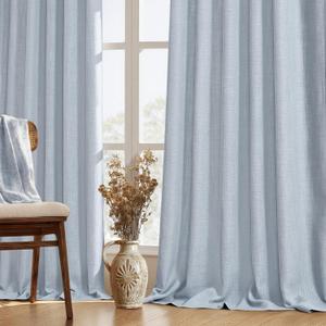 MIULEE Thick Linen Curtains 84 Inches Long Light Blue Semi Sheer for Farmhouse/Living Room/Bedroom, Linen Textured Light Filtering Window Privacy Drapes with Back Tab Rod Pocket, 42Wx84L, Set of 2