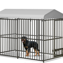 Garvee Large Outdoor Dog Kennel, Heavy Duty Dog Cage with Roof, Dog Kennel Galvanized Iron Dog House with Safety Locks, for Garden Backyard(8x4x6ft) 
