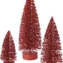 Vickerman 5"/7"/9" Red Glitter Oval Artificial Christmas Tree, Unlit - Faux Christmas Tree Set - Seasonal Indoor Home Decor