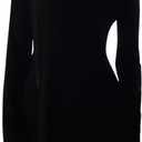 HYPERFIRE Women's Shoulder Tie Long Sleeve Asymmetrical Dress Boat Neck Cocktail Mini Dresses (Black), Small 