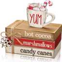 4 Pcs Christmas Table Decorations Winter Snowflake Tiered Tray Decorations Decorative Mini Wooden Books Subject Signs Block Centerpiece for Office Tabletop Shelf Housewarming Gifts