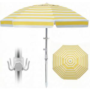 8ft Large Beach Umbrella,Heavy Duty Wind Resistant Portable Sun Shade w/Tilt Pole&Sand Anchor,Shoulder Carry Bag,Removable Hook,UV 50+ Protection,Air Vents Design for Patio Garden Pool