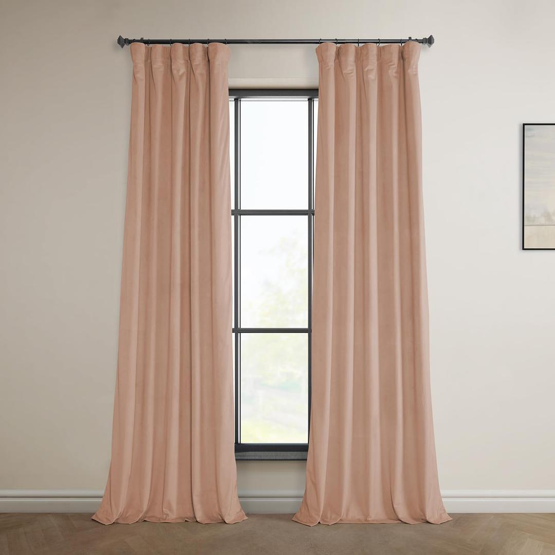 HPD Half Price Drapes Heritage Plush Velvet Curtains 108 Inches Long Room Darkening Curtains for Bedroom & Living Room 50W x 108L, (1 Panel), Peach Blossom