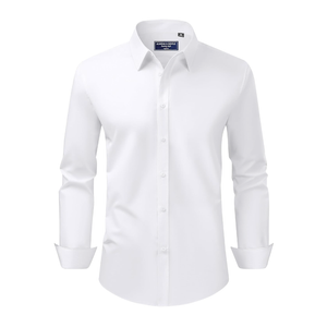 Alimens & Gentle Men's Dress Shirt Regular Fit Stretch Stain Shield Long Sleeve Solid Business Wedding Button Down Shirts, Beige, Small