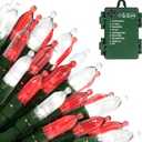 Battery Operated Christmas Lights, 2 Pack 18 FT 50 LED Each Clear Mini String Lights, 8 Modes with Timer Waterproof Tree Lights for Xmas Indoor Outdoor Holiday Home Decor, Red and White