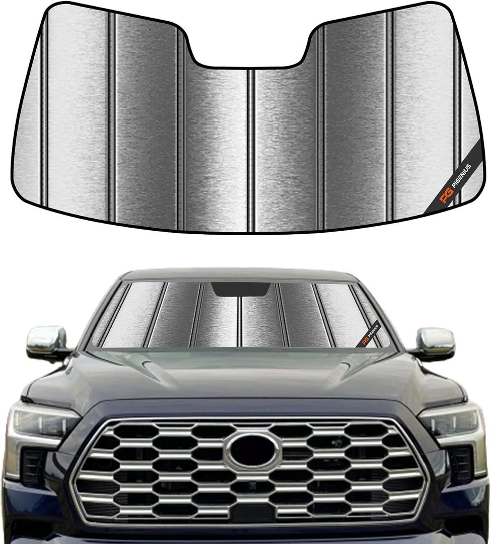 Pigenius Windshield Sunshade for Toyota Sequoia 2023-2026 Custom Front Window Sun Shade - Metallic