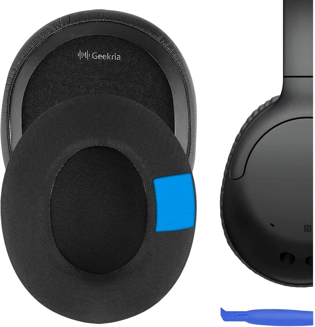Geekria Sport Cooling Gel Replacement Ear Pads Compatible with Sony WH-CH700N, WH-CH710N, WH-CH720N Headphones, Ear Cushions with Video Guide (Black)