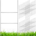 Therwen 30 Pcs Yard Sign Stakes 20'' x 10'' Metal H Heavy Duty Frame Wire Stakes Galvanized Lawn Sign for 4mm 5mm Corrugated Advertising Board Yard Garage Holder Halloween Decor