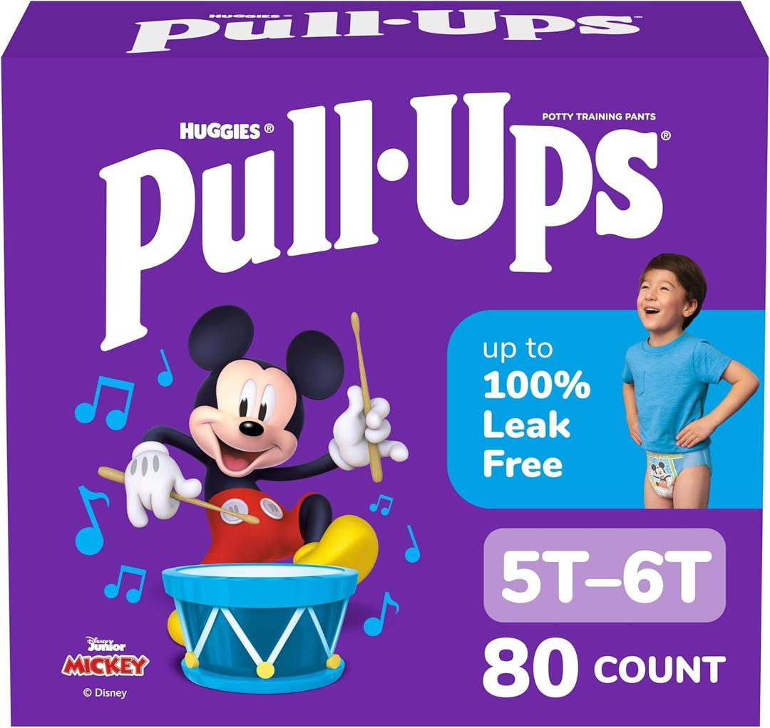 Pull-Ups Boys' Potty Training Pants, Size 5T-6T Training Underwear (46-60 lbs), 80 Count (2 Packs of 40)
