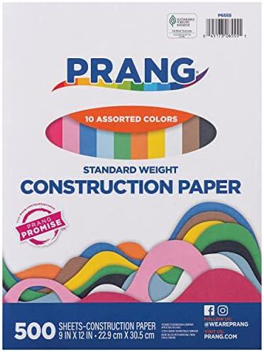 Prang (Formerly Art Street) Construction Paper, 10 Assorted Colors, Standard Weight, 9" x 12", 500 Sheets