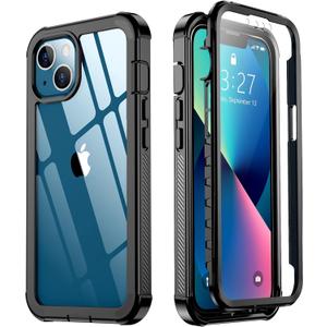 Red2Fire for iPhone 13 Case, [360 Full Body] [Heavy Duty Protection] with Built-in Screen Protector Tough Rugged 12 FT Dropproof Shockproof Dust-proof Bumper Case for iPhone 13 Phone Case 6.1 inch (Black)