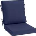 MIULEE Navy Outdoor Dining Cushion 20x20 Inch Waterproof & 3 Year Color Fastness Deep Seat and Back Cushion for Patio Furniture Chair with Ties