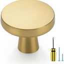 Ravinte 15 Pack Solid Knobs Kitchen Cabinet Round Pulls Dresser Handles Gold Cupboard Hardware Brushed Brass Door Drawer Knobs