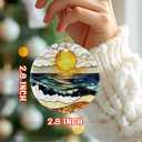 2 x Beach Sunset Ornament, Christmas Ornament  Christmas Tree Decor, Holiday Decoration, Stocking Stuffer, Festive Gift Idea, Gifts for Ocean Lover, Nature Lover, Friends, and Family