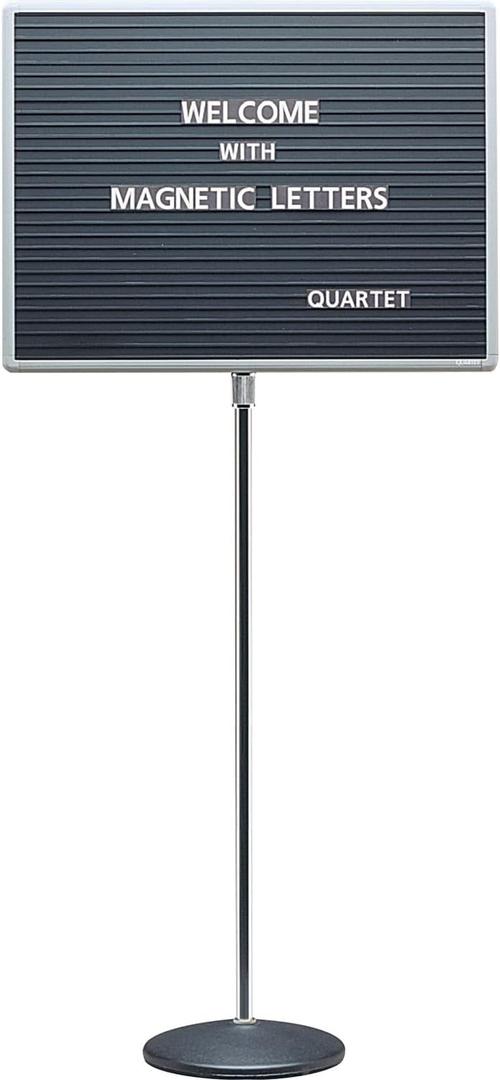 Quartet 7920M Quartet Adjustable Single-Pedestal Magnetic Letter Board, 20 x 16, BLK/GY Frame,Black