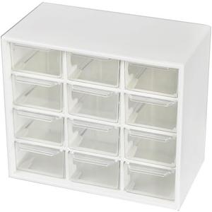 Mini Desktop Drawer Box 12 Compartments Plastic Desk Organizer Office Supplies and Jewelry Storage Box for Office, School, Cosmetic, Jewelry, Hair Clips, Small Parts, etc. White