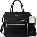 LOVEVOOK Lunch Bag Women, Insulated Adult Lunch Box for Women Work, Wide Opening Leakproof Cooler Tote Bag for Office Campus Picnic Beach with Shoulder Strap, Loncheras Para Mujer with Cup Holder (Black)