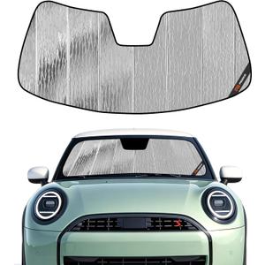 Pigenius Windshield Sunshade for Mini Cooper 2014-2024 (F55 F56) Hardtop, Reversible Silver/Black