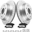 MOTOREVO Rear Brake Pads and Rotors Kit Compatible with Silverado 1500 [ 1999-2006 ], GEOMET & Slotted Discos de Frenos Delanteros [ 12.8in, App Specific ] [ Single Piston; 2006: 6 Stud ]