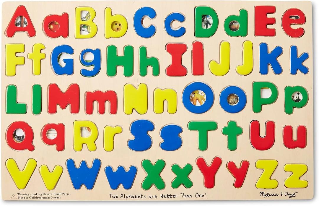 Melissa & Doug Upper & Lower Case Alphabet Letters Wooden Puzzle - 52 Pieces, 18.9 Inches X 12.2 Inches