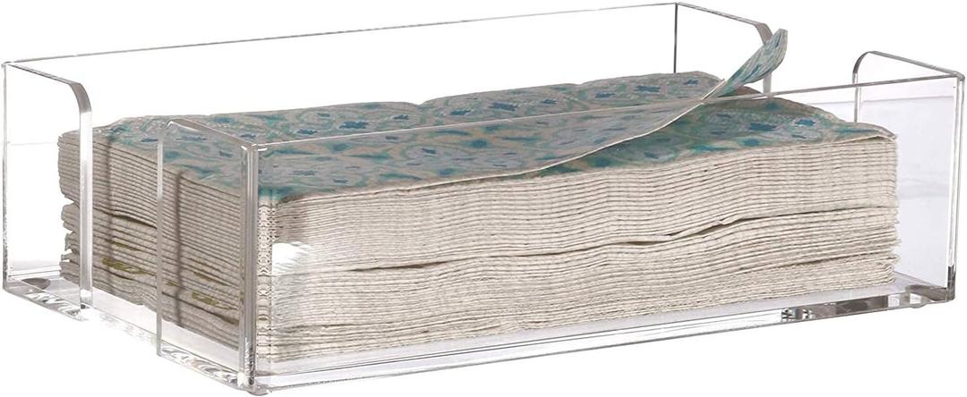 Cq acrylic Guest Towel Napkin Holder,9"x 5.5" Clear Dinner Napkins Holder, Hand Towels Holder for bathroom, Guest Towels Storage Tray for Bathroom, Kitchen, Parties, Weddings, Events,Hotel Restaurant