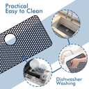 Bestjing Silicone Sink Protectors for Kitchen Sink with Rear Drain - 28.3"x 15.7" Kitchen Protector Accessory, Non-Slip Heat Resistan Mat for Bottom of Farmhouse Stainless Steel (Rear Hole, Black)