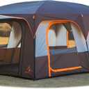 KTT Extra Large Tent 12-14 Person, Family Cabin Tents, 2 Rooms, 3 Doors and 3 Windows with Mesh, Straight Wall, Waterproof, Double Layer, Big Tent for Outdoor, Picnic, Camping, Family Gathering(Brown)