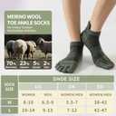 Merino Wool Toe Ankle Hiking Socks Compression Support Breathable Thick Cushion No Show Socks for Women&Men 3 Pairs (L)