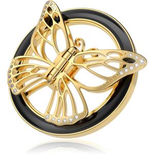 2025 Upgrade Magnetic Phone Grip for MagSafe, Butterfly Phone Grip Holder Finger Kickstand, Adapter Ring for MagSafe Included (Gold Black)