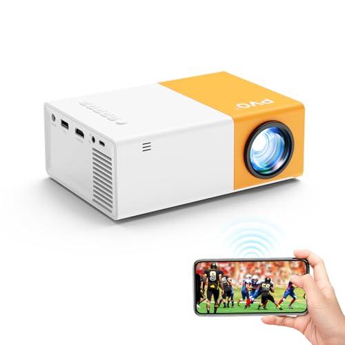 PVO Projector WiFi Portable Movie Projector 1080P, Phone Screen Can Be Mirrored to VideoProjector Via WiFi Or Via Data Cable, Compatible With Smartphone/ Tablet/ Laptop/TV Stick/PS/Type-C/USB Drive
