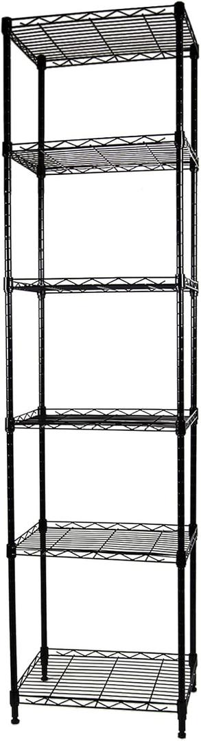 SUNLPH 6-Tier Wire Shelving Adjustable Shelves Unit Metal Storage Rack for Laundry Bathroom Kitchen Pantry Closet Organization (Black, 16.6" L x 11.4" W x 64.6" H)