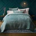 RECYCO Luxury Velvet Quilt Set Full Queen Size, Lightweight Velvet Comforter Set, Oversized Bedspread Coverlet Quilted Bedding Set, with 2 Matching Pillow Shams, for All Season, Aqua Green