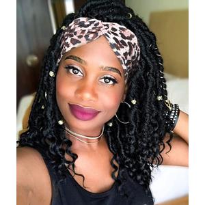 Hanne Fashion Headband Wigs Short Dreadlock Wig Goddess Hand Braided Twist Synthetic Wigs for Black Women Daily Cosplay Braided Curly Wigs 1B