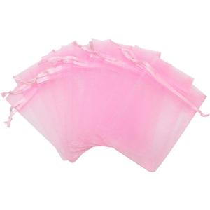 Staruby 100Pcs Sheer Organza Bag 3x4 Inches Drawstring Jewelry Mesh Pouches Gift Bags for Wedding Party Christmas Gifts Festival Gift Candy Bags, Pink