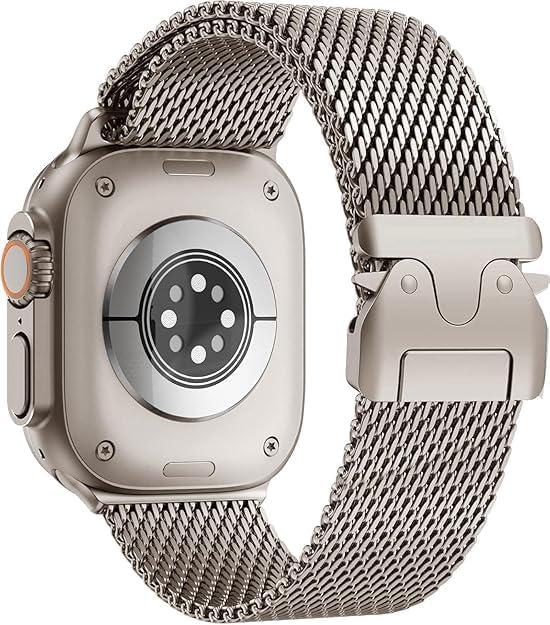Mycvlleon Milanese Mesh Loop for Apple Watch Band Men Apple Watch Ultra 3/2/1 44 mm 45 mm 46mm 49mm Ser Women,Stainless Steel Parachute-style Buckle for iWatch Ultra 2 Series 11 10 9 8 7 6 SE 5 4 3
