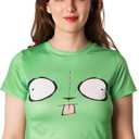 Silly Green Face Crop Top Shirt for Womens  Adult Teen Women Funny Tee Cosplay Halloween Costumes (Green, S)