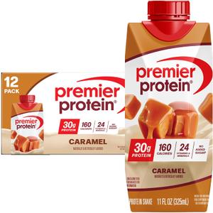 Premier Protein Shake, Caramel, 30g Protein, No Added Sugar, 24 Vitamins & Minerals to Support Immune Health, 11 fl oz, 12 Pack (Packaging May Vary) (EXP 02/09/27)