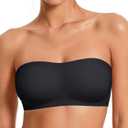 Strapless Bras for Women No-Slip Bandeau Push Up Wireless Comfy Seamless No Underwire Padded Jelly Tube Top Bra L