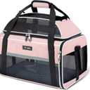 Lekereise Top-Expandable Pet Carrier 18x13x9.5 Inch Southwest Frontier Airline Approved Soft Sided Underseat to 15lbs Travel Carriers for Small Cats Dogs with Locking Safety Zippers Anti-Scratch Mesh (Pink)