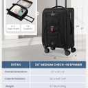LOVEVOOK Business Softside Checked Luggage with 15.6/17.3 Inch Laptop Compartment, 24 Inch Checked Suitcase with Spinner Wheels, Large Capacity Luggage with TSA Lock for Business Trip Travel, Black, Checked-Medium 24-Inch
